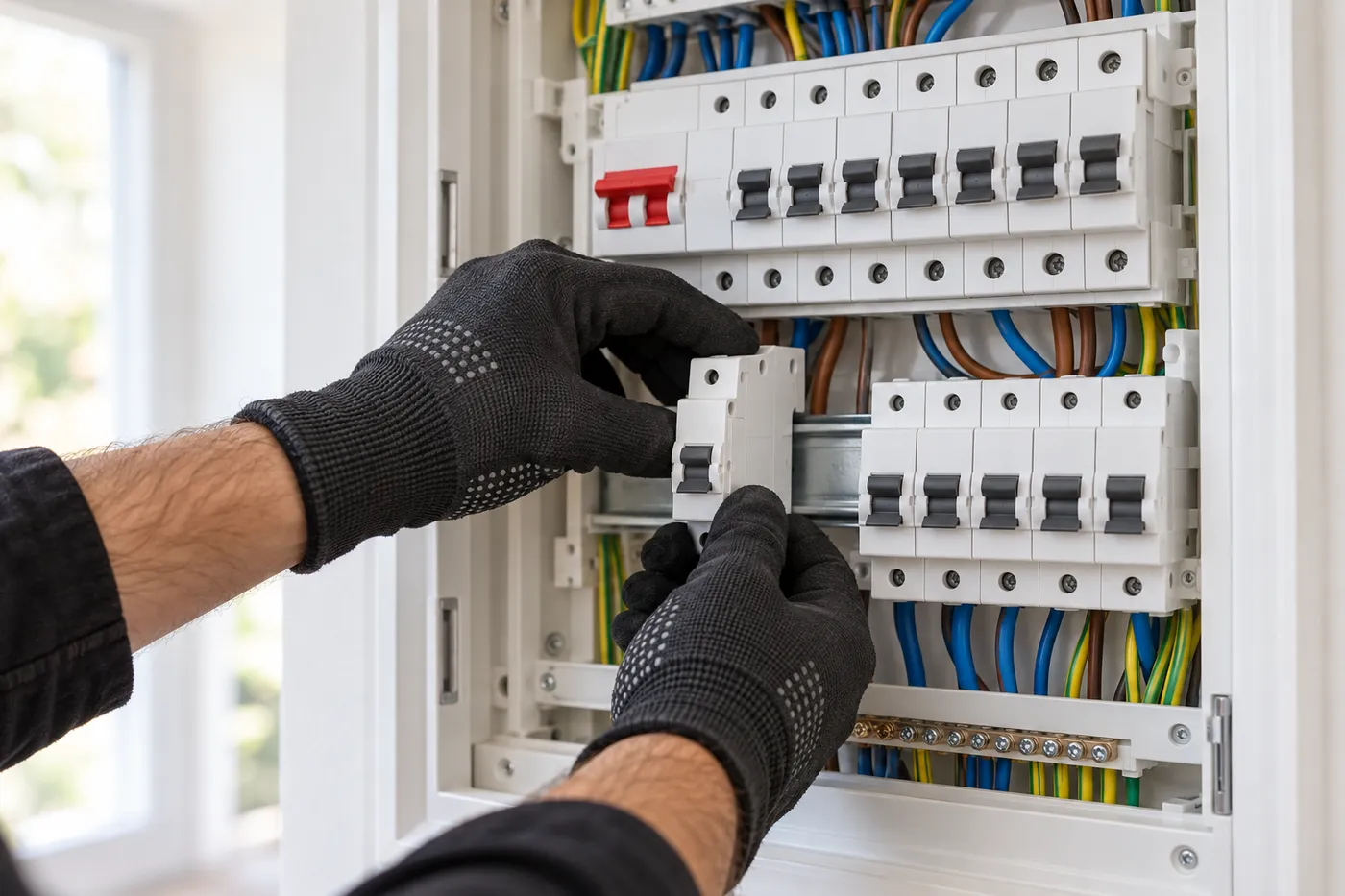 Remplacement d'un disjoncteur modulaire sur le rail d'un tableau électrique hors tension